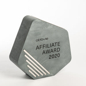 Modern concrete polished metal award_personalised printing_Awards and Medal Studio