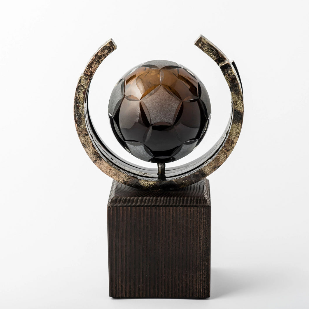 Football eco friendly custom crystal forged metal trophy_Awards and medal studio