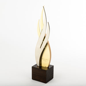 Iconic custom metal acrylic wood award_flame shape_laser engraving_Awards and Medal Studio 1