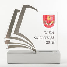 Load image into Gallery viewer, Laconic design custom award_acrylic metal trophy with UV digital print_custom design_Awards and Medal Studio