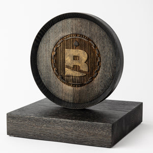 Custom wood trophy with laser engraving