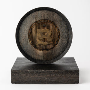 Unique wood trophy with laser engraved logo