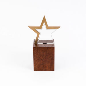 Custom gold acrylic wood award RO4 awards and medal studio 2